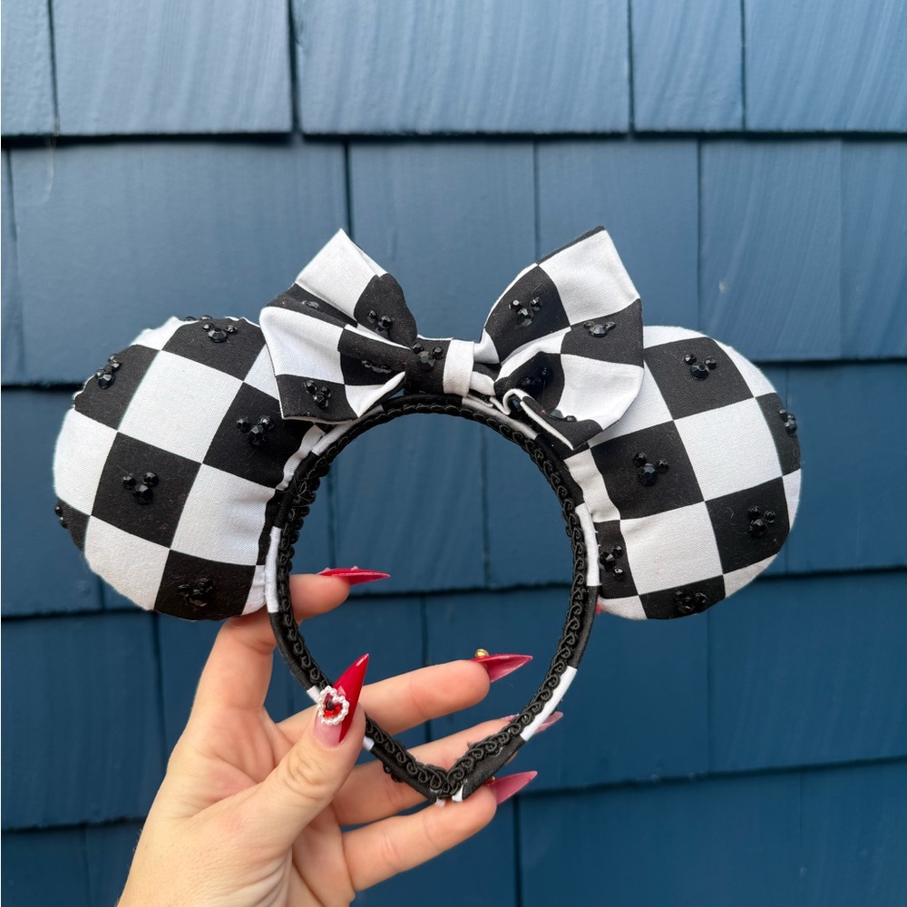 Disney Black and White Checkered Minnie Ears